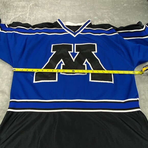 Vtg Minnetonka Skippers Hockey Jersey #17 Men's XL Blue Performance V Neck - Picture 4 of 12